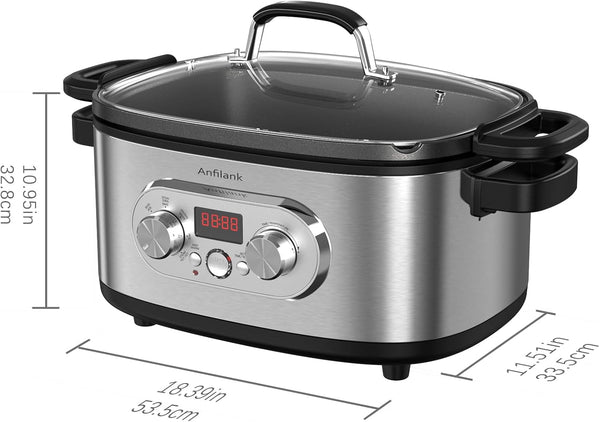 10-In-1 Programmable Slow Cooker with Timer, 6.8 Quart Crock Pot, Presets to Sous Vide, Bake, Sauté, Cook Rice& More, Nonstick Dishwasher-Safe Pot, Adjustable Temp&Time, Stainless Steel2