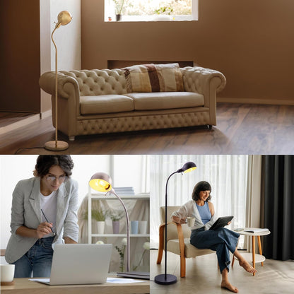 Adjustable Floor Lamp with Flexible Gooseneck and Rotatable Shade, E26 Socket, 10-Inch Base - Ideal for Reading, Bedside, Living Room, Brushed Nickel4