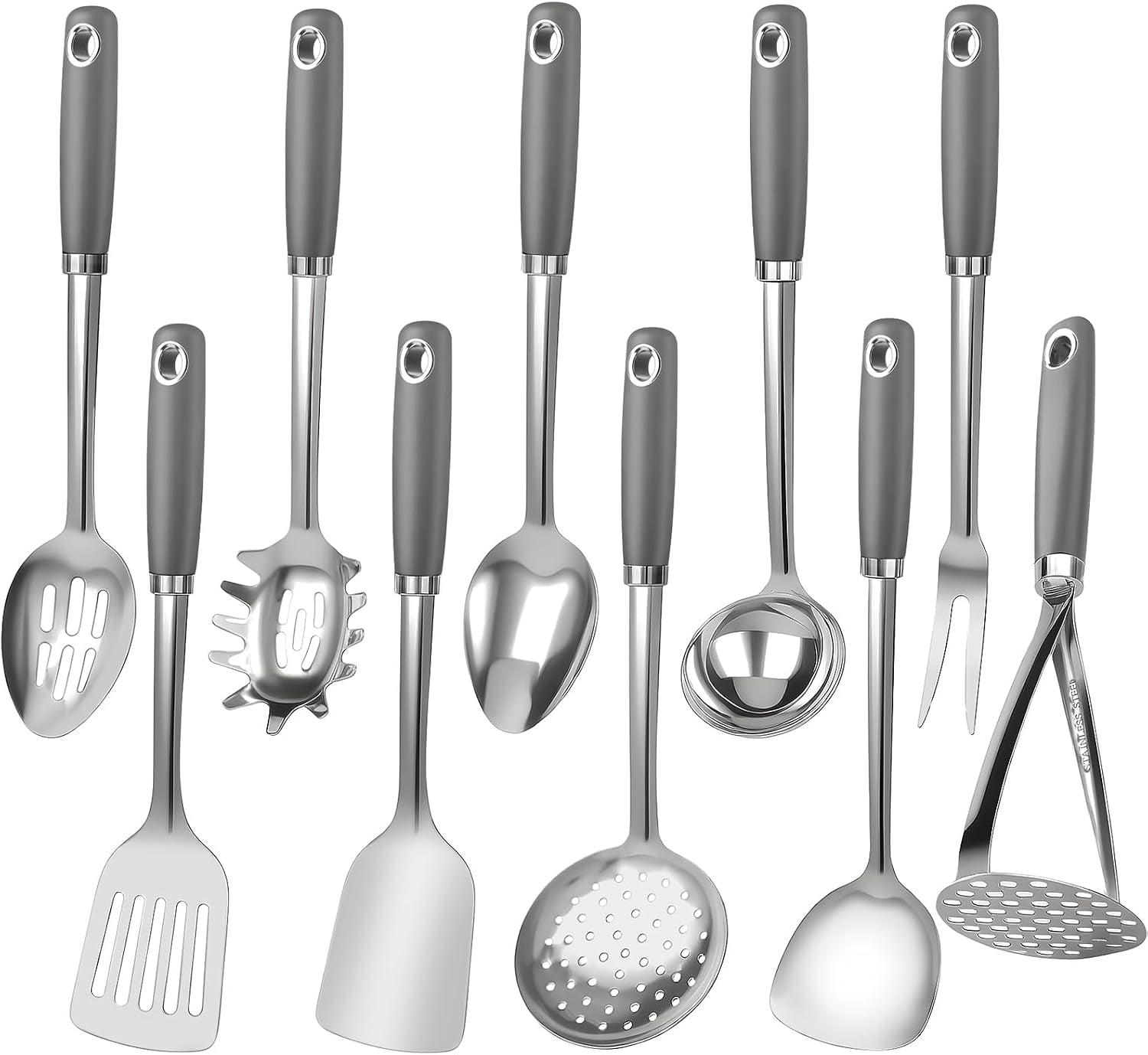 10-piece-stainless-steel-cooking-utensils-set-18-0-heavy-duty-kitchen-tools-for-grilling-serving-grey