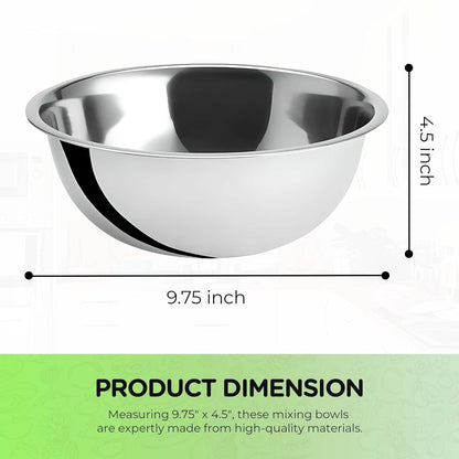 4-Pack 3 Quart Mixing Bowls | Set of 4 | 9.75" Stainless Steel2