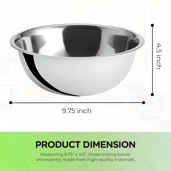 4-Pack 3 Quart Mixing Bowls | Set of 4 | 9.75" Stainless Steel2
