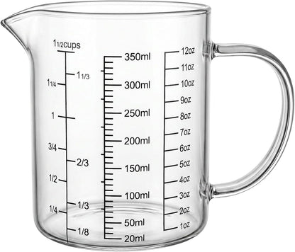 Graduated Glass Measuring Cup with Handle 350ML (12Oz, 1 1/2Cups)1
