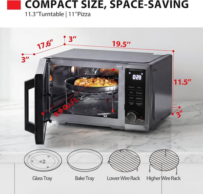 Optichef Basic Countertop Microwave Air Fryer Combo – 0.9 Cu.Ft, Origin Inverter Tech, Convection Bake & Broil, 27 Auto Menus, Black Stainless Steel8