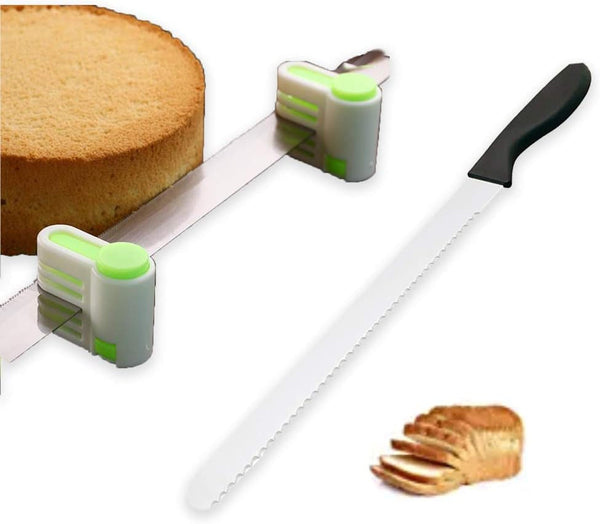 Bread Knife,Bread Slicer,10-Inch Serrated Knife, High Carbon Stainless Steel Cake Knife, Serrated Bread Cutter with Two Green Splitters1