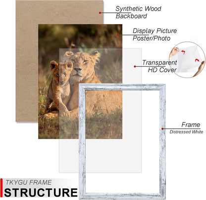 8X10 Picture Frame Set of 3,Woode Frame Rustic White Wall Hanging or Tabletop, 8 by 10 Wall Gallery Poster Photo Frame with Shatter Resistant Plexiglass,Best Gift2