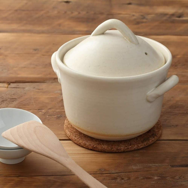 Japanese Donabe Cocer Rice Cooking Pot, 3 Go, 2200Cc, White4