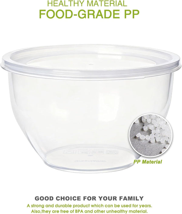 Plastic Mixing Bowls with Lids Set for Kitchen, 5 Set Nesting Bowls for Mixing, Baking, Prepping, Cooking and Serving Food, Mixing Bowls Dishwasher, Microwave Safe7