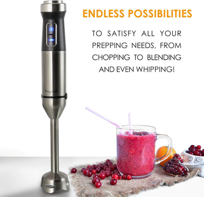 Megachef MC-158C 4 in 1 Multipurpose Immersion Hand Blender with Speed Control and Accessories, 4In1, Silver4