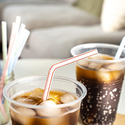 Disposable Striped Plastic Flex Straws, BPA Free, Food-Safe, 7.5" Long, Assorted Colors, 100 Count6
