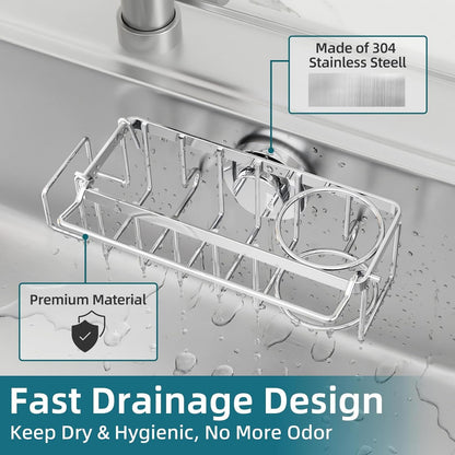 4-In-1 Sink Caddy for Kitchen Sink with Strong Suction Cup-Silver4