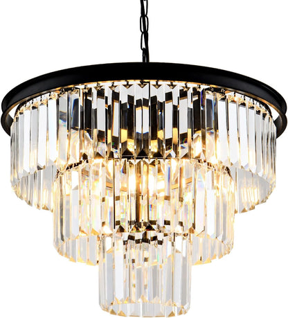 8 Light Modern Crystal Chandelier 20'' Black Chandeliers for Dining Room Contemporary Pendant Light Fixture round 3-Tier Adjustable Height E12 for Living Room, Foyer, Entryway, Bedroom1