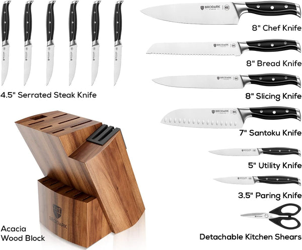 15Pcs High Carbon Stainless Steel Knife Set with Block, Ultra Sharp2