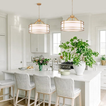22'' Drum Chandeliers for Dining Room, 5-Light Large Gold Farmhouse Chandelier, Modern round Chandelier Hanging Light Fixture for Living Room Bedroom Foyer Entryway Kitchen Island9