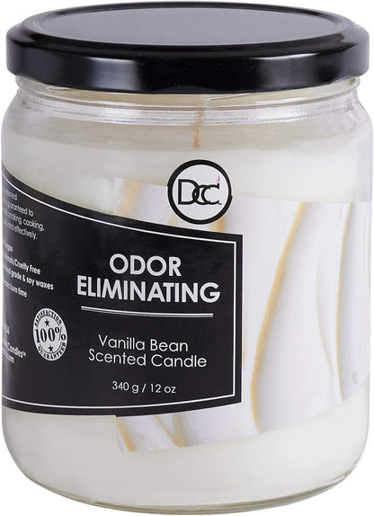 Vanilla Bean Odor Eliminating Highly Fragranced Candle - Eliminates 95% of Pet, Smoke, Food, and Other Smells Quickly - up to 80 Hour Burn Time - 12 Ounce Premium Soy Blend1