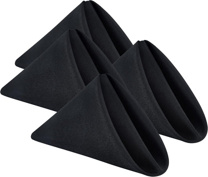 Set of 4 Black Cloth Napkins 17 X 17 Inches Solid Washable Polyester Dinner Napkins with Hemmed Edges for Dinners Parties Weddings Banquets Events Table Decoration1