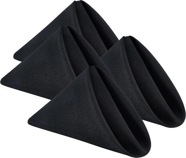 Set of 4 Black Cloth Napkins 17 X 17 Inches Solid Washable Polyester Dinner Napkins with Hemmed Edges for Dinners Parties Weddings Banquets Events Table Decoration1
