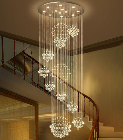 D32'' X H100'' Modern Large Chandelier for Foyer Glam Chandelier Raindrop Crystal Chandeliers LED Dimmable High Ceiling Light Fixtures for Staircaes Hallway Entryway Gold6