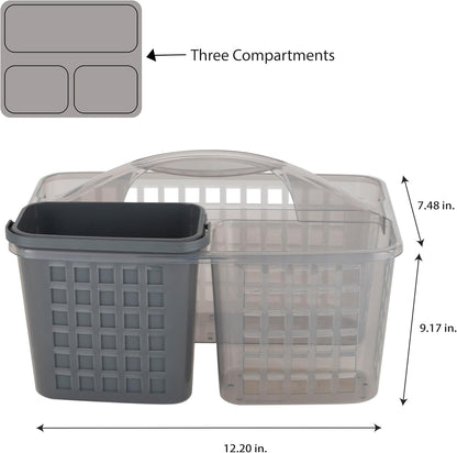 2 in 1 Portable, Bathroom Shower Caddy for Shampoo, Conditioner, Soap, and Cosmetics, in Grey Bath Tote (26118-GREY)4