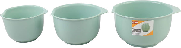 Mixing Bowls with Pour Spout, Set of 3 | Nesting Design Saves Space | Non-Slip, BPA Free, Dishwasher Safe Plastic | Kitchen Cooking and Baking Supplies, Sage Green5