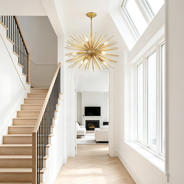 24In 9-Lights Gold Sputnik Chandelier Mid-Century Modern Starburst7