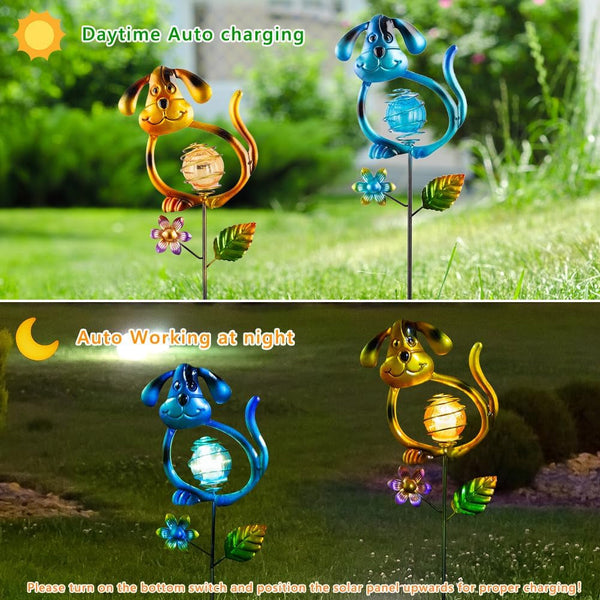 Solar Outdoor Garden Lights,27.4''H Solar Dog Statues Outdoor Lights,Waterproof Solar Decorative Garden Stakes for Lawn Patio Pathway, Solar Lights for outside for Mom,Women,Dog Lovers4