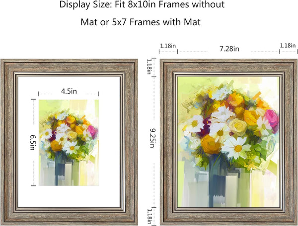 8X10 Picture Frame Set of 4, Rustic Farmhouse Picture Frames for Table or Wall Hanging6