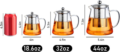 Glass Teapot Stovetop 18.6 OZ, Borosilicate Clear Tea Kettle with Removable 18/8 Stainless Steel Infuser, Teapot Blooming and Loose Leaf Tea Maker Tea Brewer for Camping, Travel (550ML) | Tea Infuser & Tea Strainer. Blooming Tea; Clear Teapot, Borosilicate Glass, Tea Brewer & Tea Maker, Loose Leaf Tea Steeper3