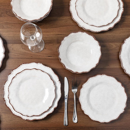 12 Piece Farmhouse Melamine Dinnerware Set, White Plate and Bowl Set6