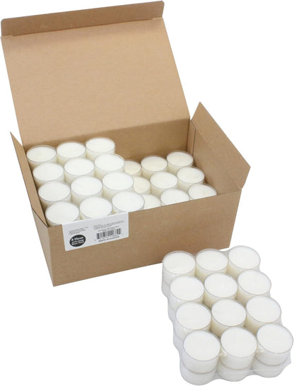 Bulk 96 Pack Unscented Smokeless Long Burning Clear Cup Tea Light Candles with 8 Hour Extended Burn Time, White6