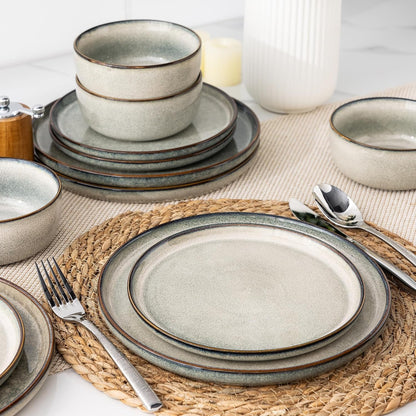 Dinnerware Sets for 6, 18 Pieces Ceramic Plates and Bowls Set3