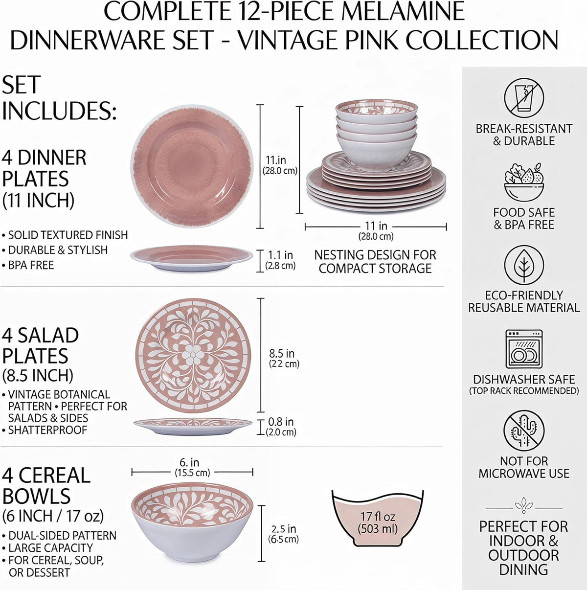 melamine-dinnerware-sets-12-pcs-plates-and-bowls-set-light-pink