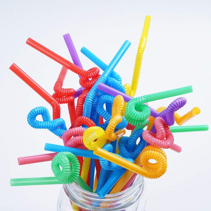 200 Pcs Colorful Plastic Long Flexible Straws | 0.23" Diameter X 10.2" Long, Bendable, for Parties, Daily Use3