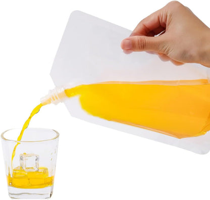 Alcohol Pouches for Liquor,Reusable Drink Pouches for Adults Alcohol Drinking Flasks,Concealable Plastic Liquor Bags with Funnel,Plastic Travel Flasks (8OZ4 + 16OZ4)4