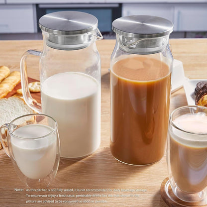 2 Liter 68 Oz Glass Pitcher with Lid and Handle, Glass Carafe for Hot/Cold Water, Large Iced Tea Pitcher for Coffee, Juice and Homemade Beverage6