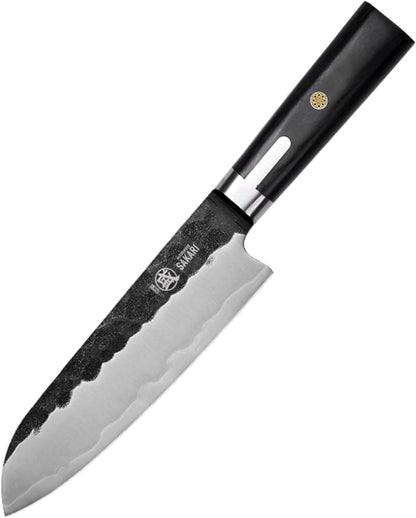 7 Inch Santoku Chef Knife, S301 Triple Clad, Hammered1