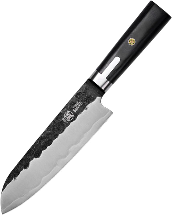 7 Inch Santoku Chef Knife, S301 Triple Clad, Hammered1