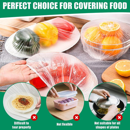 Plastic Bowl Covers, 100 Count Elastic Covers for Bread Proofing | Clear Elastic Covers Fit Bowls up to 11 In; Shower Caps for Sourdough Bread Proofing, Leftovers, Picnics and Food Storage4