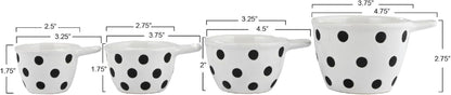 Creative Co-Op Ceramic Measuring Cups with Polka Dots, Set of 4 Sizes, Black and White2