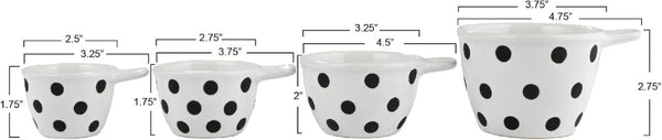 Creative Co-Op Ceramic Measuring Cups with Polka Dots, Set of 4 Sizes, Black and White2