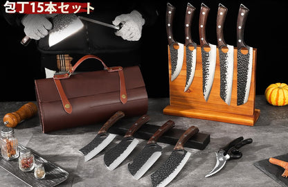 Serbian Chef Knife Set - 10 PCS Hand Forged Knife Set with Bag2