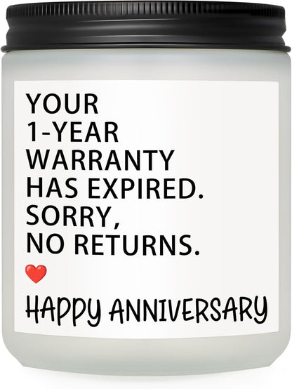 1 Year Anniversary Couple Gifts for Boyfriend Girlfriend, Happy One Year Wedding Anniversary Funny Gifts for Men Women Husband Wife, Romantic First 1St Year Marriage Gift for Her Him Scented Candle1
