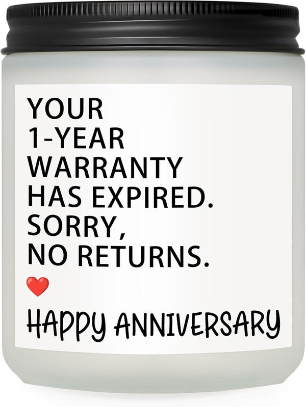 1 Year Anniversary Couple Gifts for Boyfriend Girlfriend, Happy One Year Wedding Anniversary Funny Gifts for Men Women Husband Wife, Romantic First 1St Year Marriage Gift for Her Him Scented Candle1