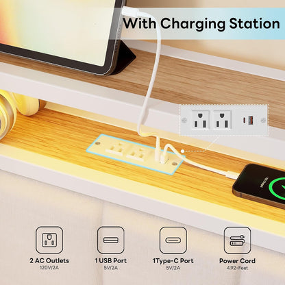 Full Daybed with Trundle, Charging Station & LED, White6