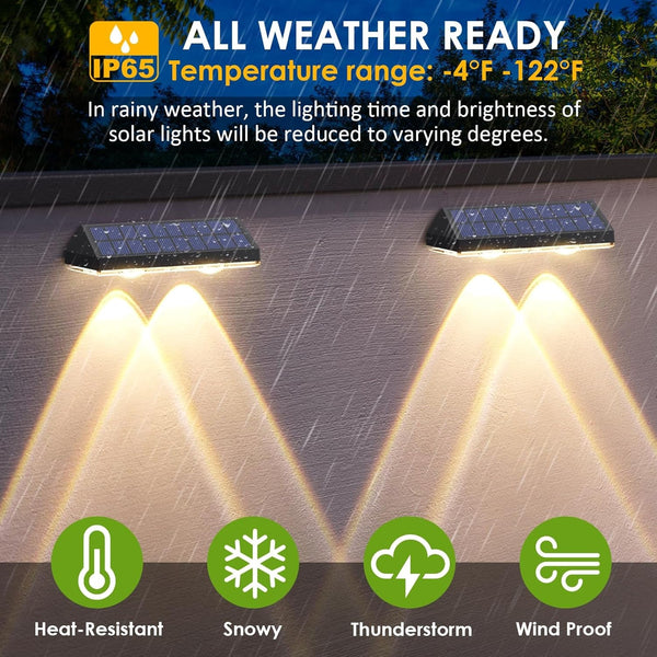 Solar Fence Lights Outdoor, 2700/4000/6000K 3 Mode, 8-12H, Black, 8 Pack3