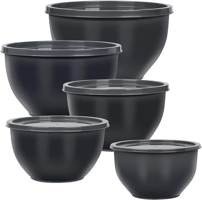Plastic Mixing Bowls with Lids Set for Kitchen, 5 Set Nesting Bowls for Mixing, Baking, Prepping, Cooking and Serving Food, Mixing Bowls Dishwasher, Microwave Safe1