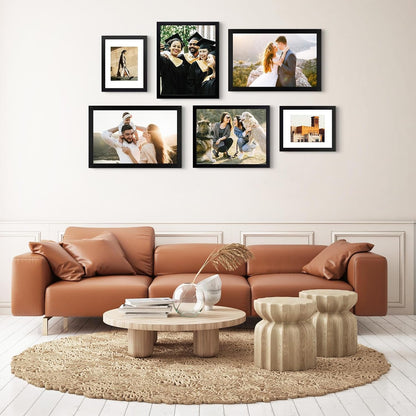 11X14 Black Picture Frame,Solid Wood&Real Glass,Mat 8X109