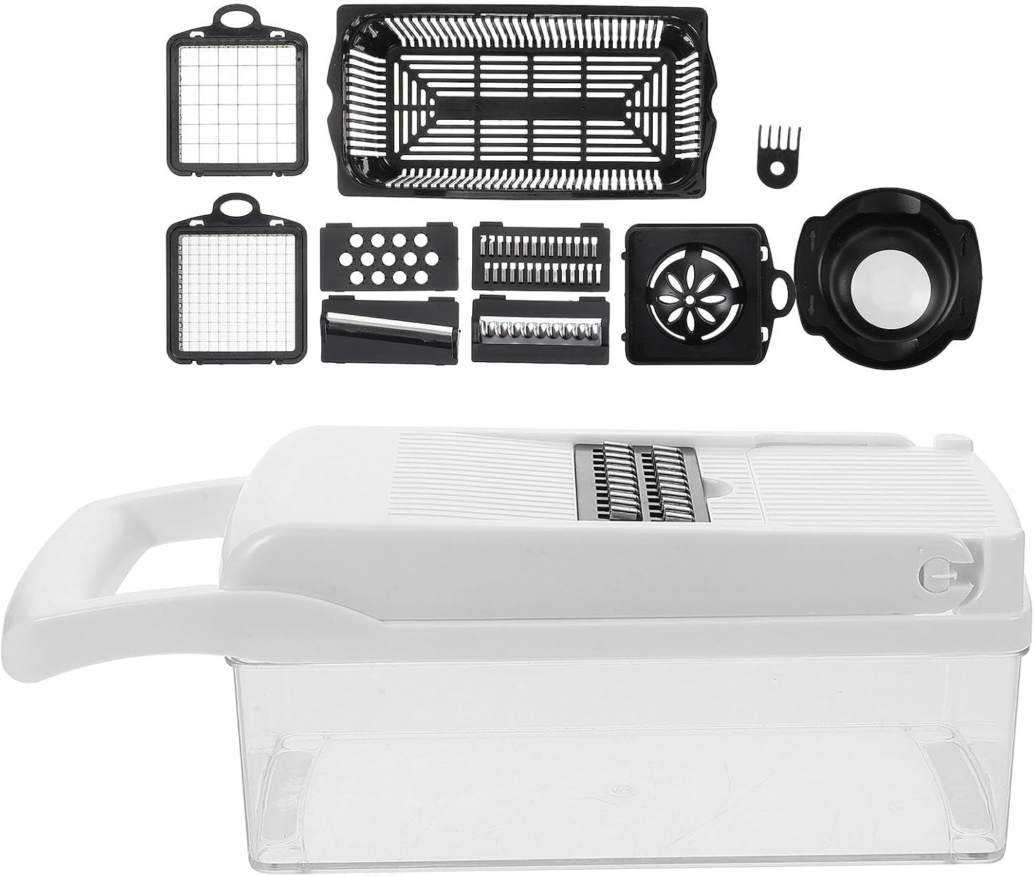 multi-function-vegetable-grater-and-potato-slicer-with-hand-grater-handle-15pcs-white-kitchen-accessory-set-for-onion-dicing-shredding-and-slicing