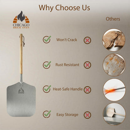 12 X 14 Aluminum Pizza Peel with Detachable Handle | 35.5-Inch Overall Length with 21-Inch Wooden Handle, Pizza Paddle & Pizza Spatula for Outdoor Pizza Ovens6