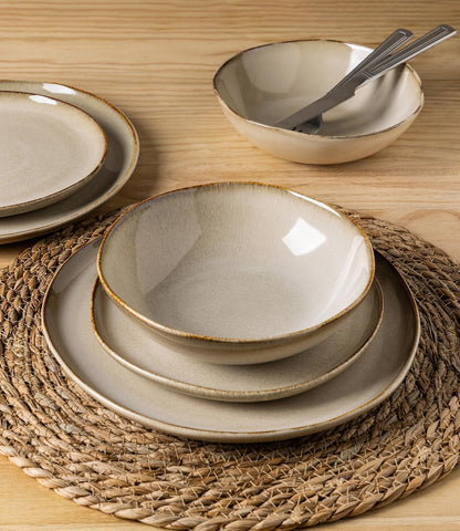 Stoneware Dinnerware Sets for 8,24 Piece Rustic Plates and Bowls Set5