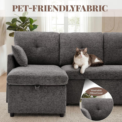 100" Sleeper Sofa Couch, Sectional Sofa Bed, Dark Grey8